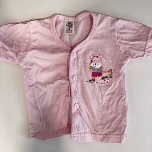 Baby Button-Up Top | Cute Cow Graphic Pink Shirt 0–3M